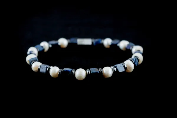 Blue_White_Lapis_Lazuli_Sea_Pearl_Natural_Stone_Bracelet_For_Unisex