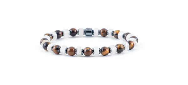 Brown_And_White_Natural_Stone_Slip-On_Bracelet_For_Unisex