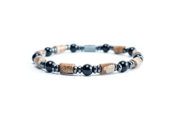 Brown_And_Black_Onyx_And_Landscape_Jasper_Slip-On_Bracelet_For_Unisex