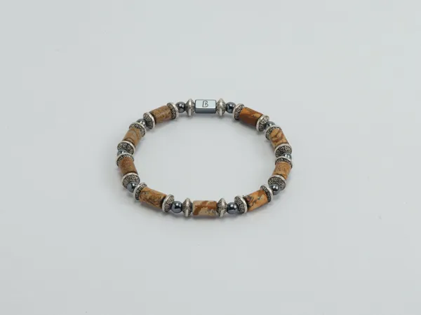 Brown_Landscape_Jasper_Natural_Stone_Slip-On_Bracelet_For_Unisex