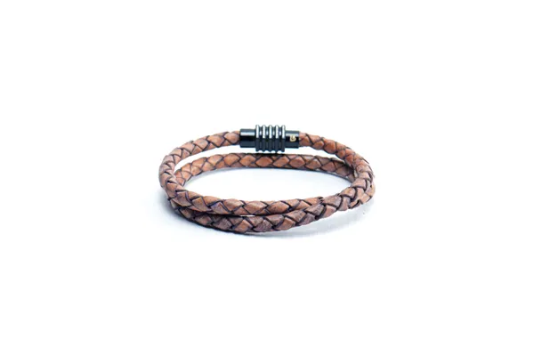 Rust_Brown_Leather_Looped_Magsnap_Bracelet_For_Unisex