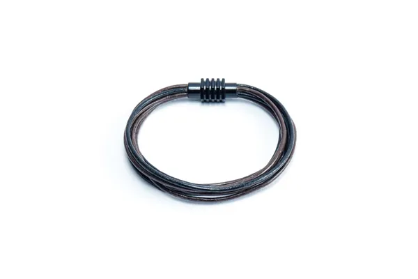 Black_And_Brown_Leather_Magnetic_Clasp_Bracelet_For_Unisex
