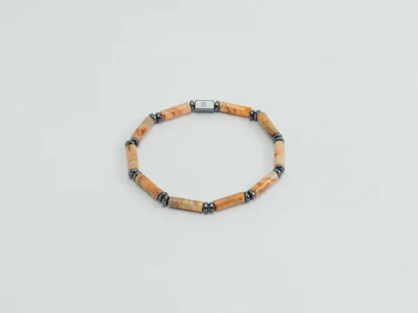 Gold_Landscape_Jasper_Tube_Cut_Natural_Stone_Bracelet_For_Unisex