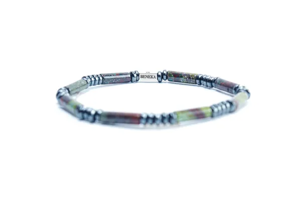 Green_Natural_Zoisite_Cylinder_Cut_Slip-On_Bracelet_For_Unisex
