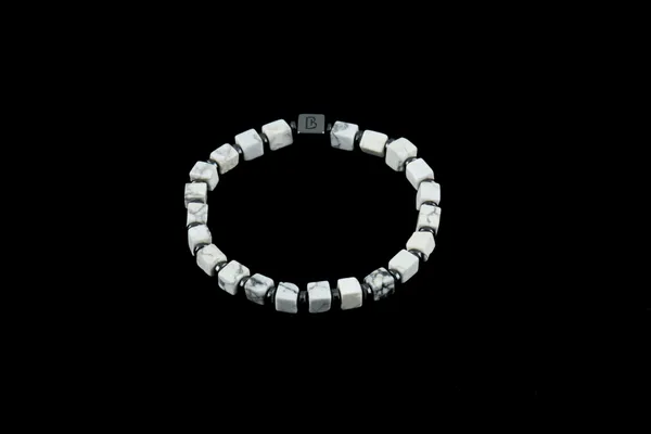 White_Howlite_Natural_Stone_Cube_Cut_Bracelet_For_Unisex