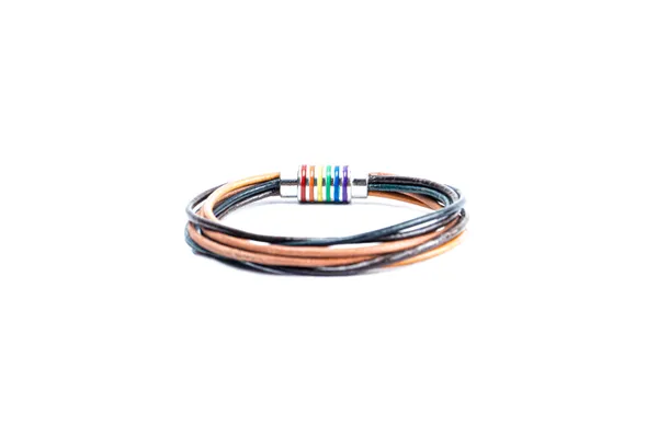 Multicolour_Leather_Magnetic_Clasp_Bracelet_For_Unisex
