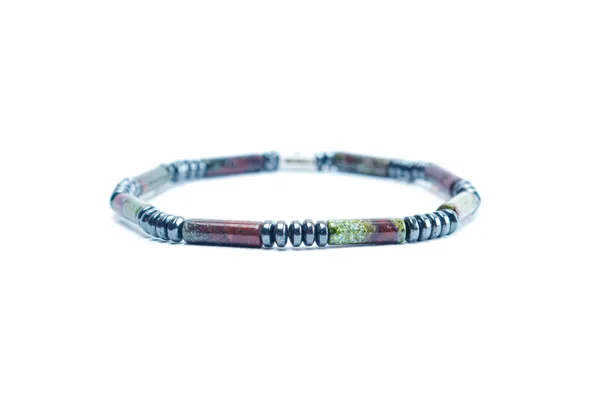 Green_Natural_Zoisite_Cylinder_Cut_Slip-On_Bracelet_For_Unisex