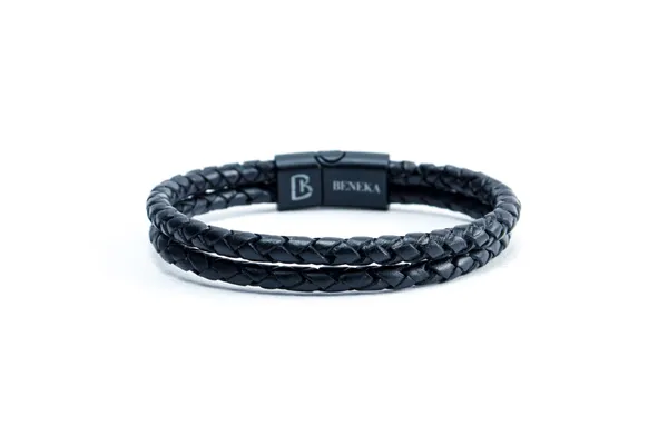Brown_Leather_Double_Rope_Textured_Bracelet_For_Unisex