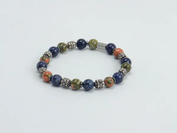 Green_And_Red_Lapis_Lazuli_Unakite_Jasper_Slip-On_Bracelet_For_Unisex