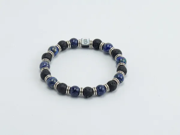 Black_Lapis_Lazuli_And_Lava_Stone_Slip-On_Bracelet_For_Unisex