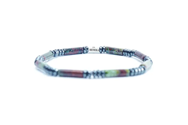 Green_Natural_Zoisite_Cylinder_Cut_Slip-On_Bracelet_For_Unisex