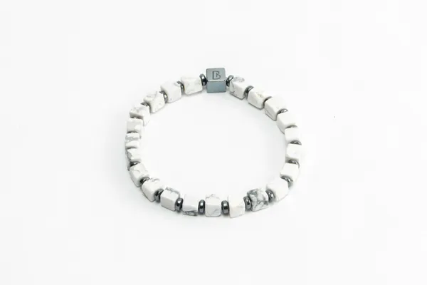 White_Howlite_Natural_Stone_Cube_Cut_Bracelet_For_Unisex