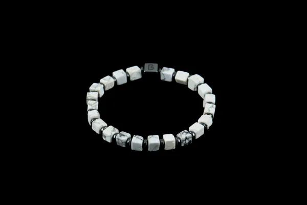 White_Howlite_Natural_Stone_Cube_Cut_Bracelet_For_Unisex