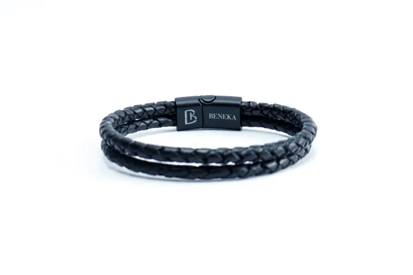 Brown_Leather_Double_Rope_Textured_Bracelet_For_Unisex