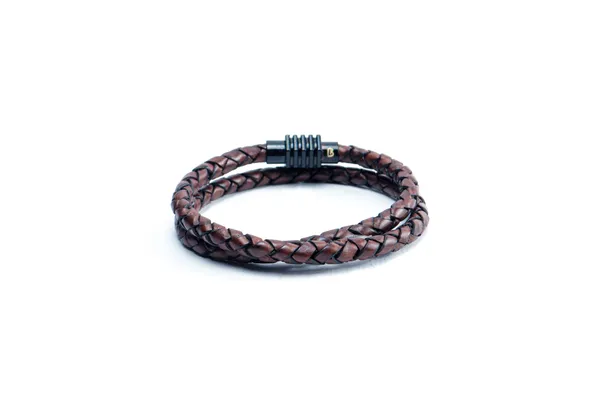Brown_Leather_Magnetic_Clasp_Bracelet_For_Unisex