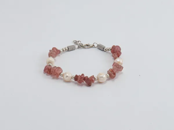Pink_Aventurine_Natural_Pearl_Stone_Bracelet_For_Unisex