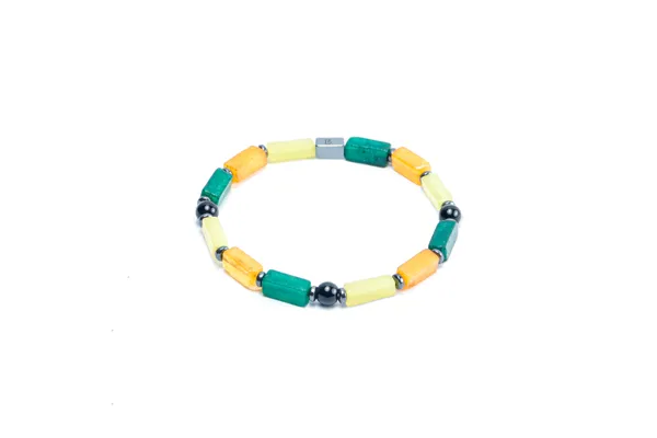 Multicolour_Howlite_Emerald_Black_Onyx_Slip-On_Bracelet_For_Unisex