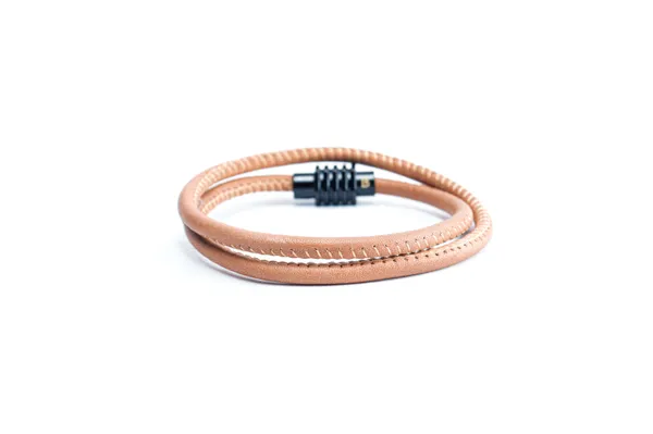 Brown_Nappa_Leather_Looped_Magsnap_Bracelet_For_Unisex
