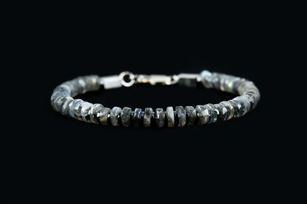 Black_And_Brown_Natural_Labradorite_Stone_Clasp_Bracelet_For_Unisex