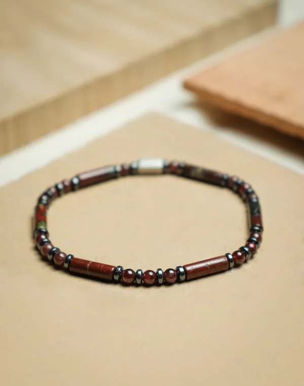 Brown_Garnet_Natural_Stone_Cylinder_Bracelet_For_Unisex