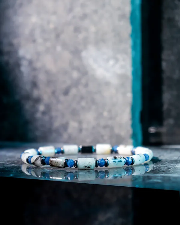 Black_Green_Rainbow_Moonstone_Cylinder_Cut_Bracelet_For_Unisex