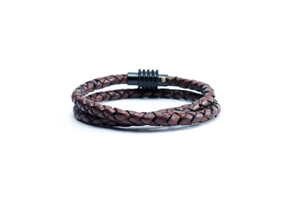 Brown_Leather_Magnetic_Clasp_Bracelet_For_Unisex