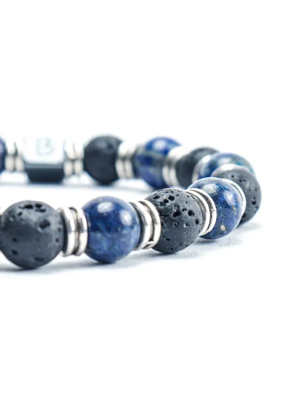 Black_Lapis_Lazuli_And_Lava_Stone_Slip-On_Bracelet_For_Unisex