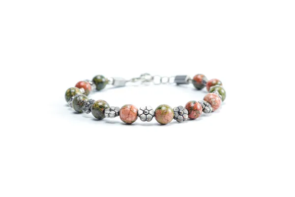 Green_And_Red_Unakite_Jasper_Natural_Stone_Bracelet_For_Unisex