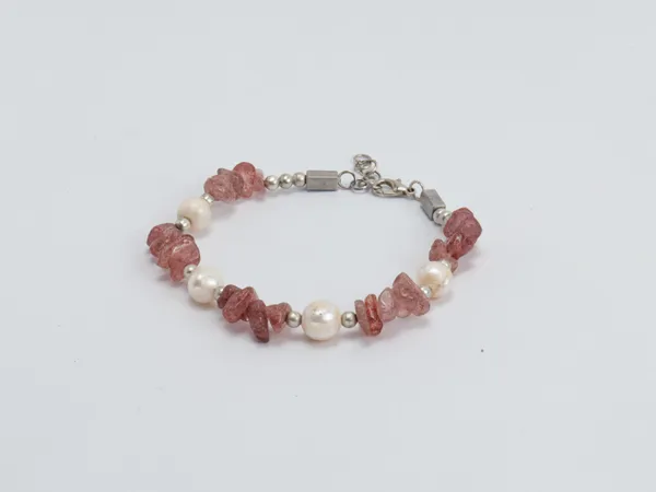 Pink_Aventurine_Natural_Pearl_Stone_Bracelet_For_Unisex