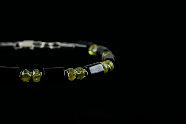 Black_Green_Onyx_Peridot_Natural_Stone_Bracelet_For_Unisex