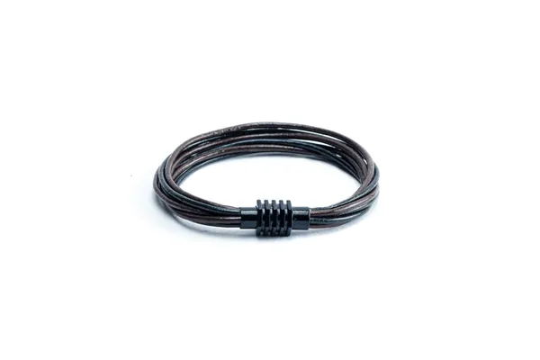Black_And_Brown_Leather_Magnetic_Clasp_Bracelet_For_Unisex