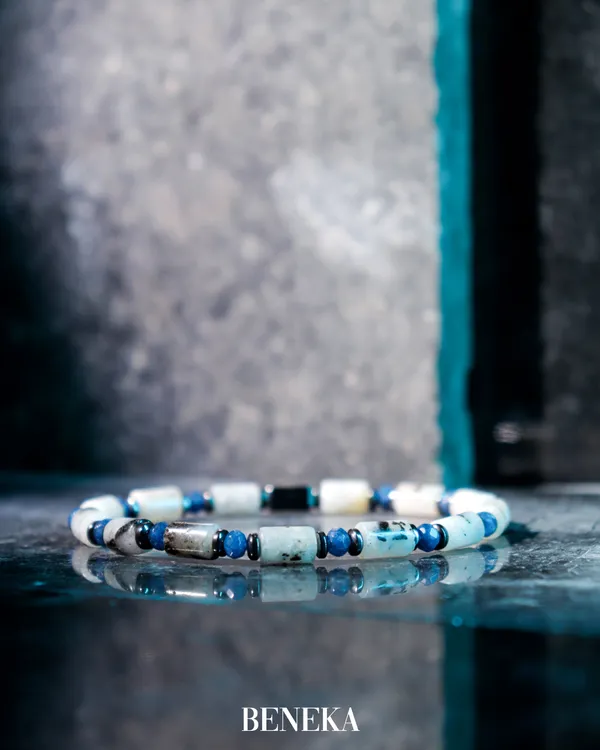 Black_Green_Rainbow_Moonstone_Cylinder_Cut_Bracelet_For_Unisex
