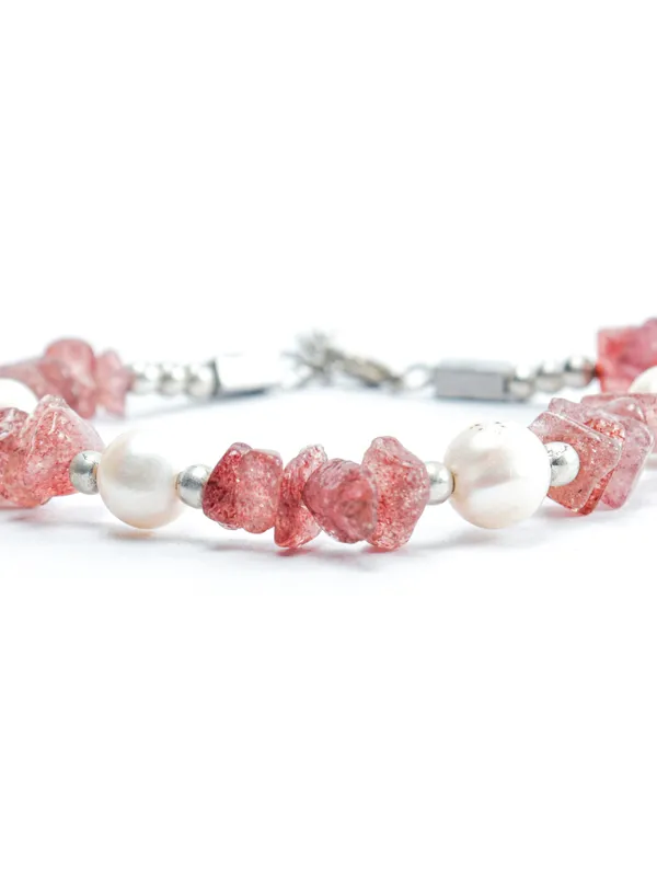 Pink_Aventurine_Natural_Pearl_Stone_Bracelet_For_Unisex