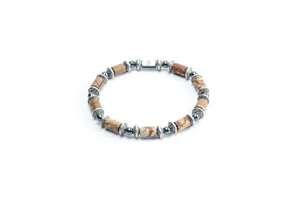 Brown_Landscape_Jasper_Natural_Stone_Slip-On_Bracelet_For_Unisex