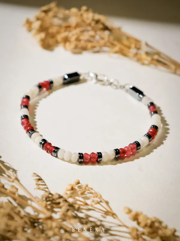 Pink_And_White_Quartz_Faceted_Natural_Stone_Bracelet_For_Unisex