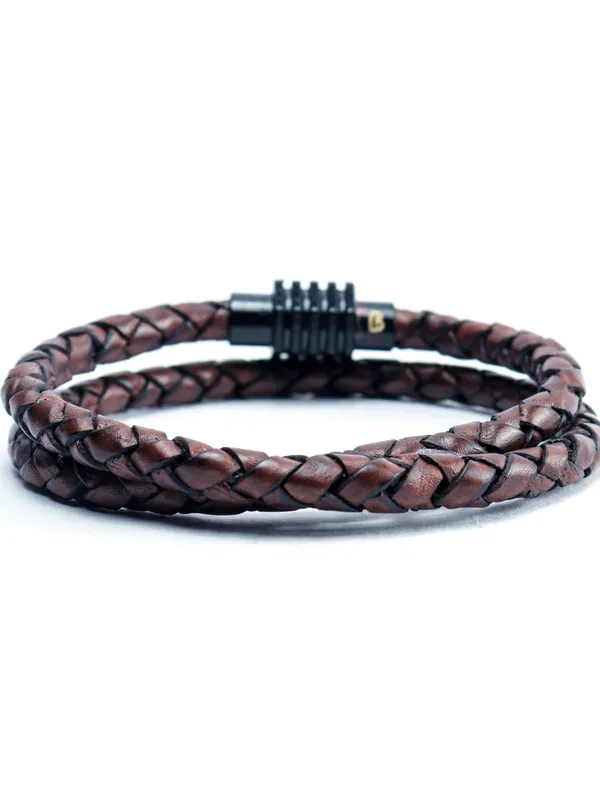 Brown_Leather_Magnetic_Clasp_Bracelet_For_Unisex
