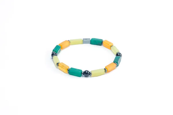 Multicolour_Howlite_Emerald_Black_Onyx_Slip-On_Bracelet_For_Unisex