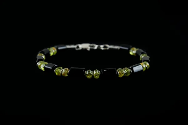 Black_Green_Onyx_Peridot_Natural_Stone_Bracelet_For_Unisex