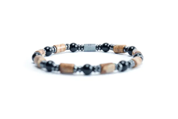 Brown_And_Black_Onyx_And_Landscape_Jasper_Slip-On_Bracelet_For_Unisex