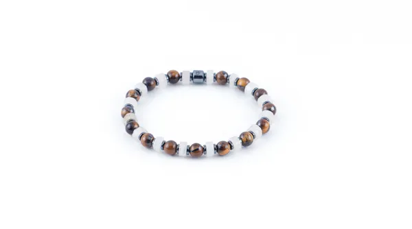 Brown_And_White_Natural_Stone_Slip-On_Bracelet_For_Unisex