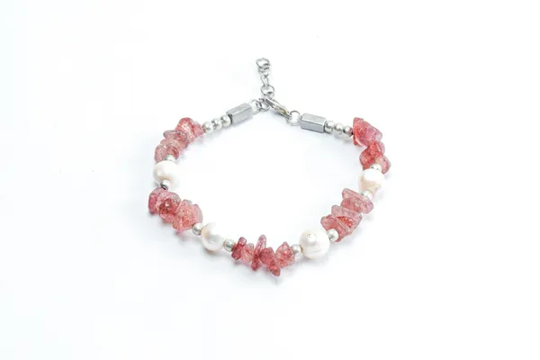 Pink_Aventurine_Natural_Pearl_Stone_Bracelet_For_Unisex
