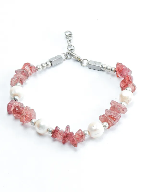 Pink_Aventurine_Natural_Pearl_Stone_Bracelet_For_Unisex