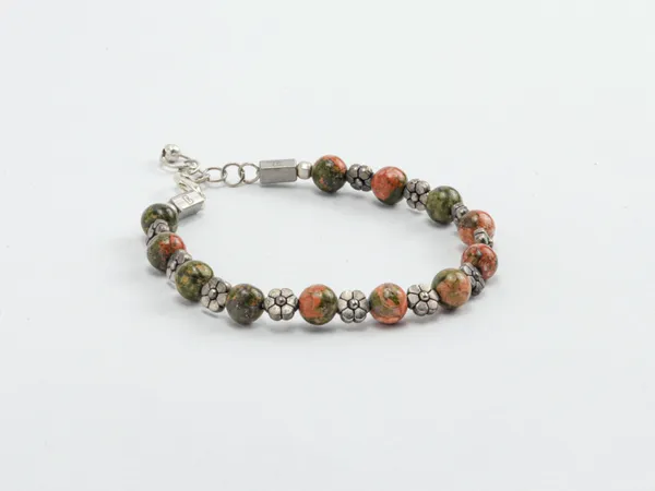 Green_And_Red_Unakite_Jasper_Natural_Stone_Bracelet_For_Unisex