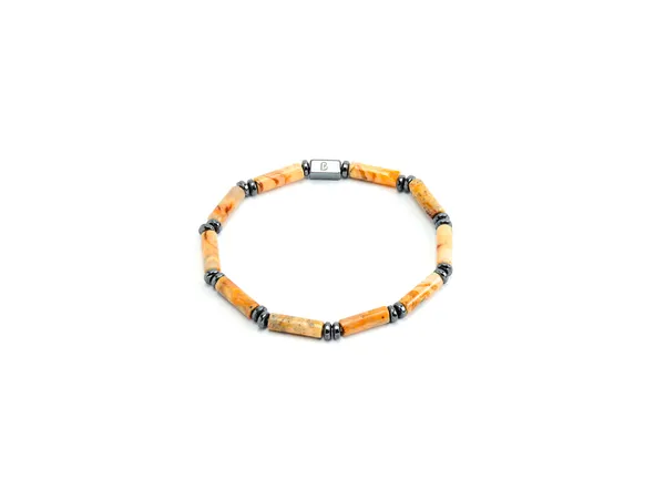 Gold_Landscape_Jasper_Tube_Cut_Natural_Stone_Bracelet_For_Unisex