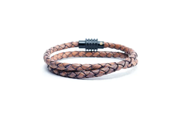 Rust_Brown_Leather_Looped_Magsnap_Bracelet_For_Unisex