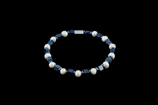 Blue_White_Lapis_Lazuli_Sea_Pearl_Natural_Stone_Bracelet_For_Unisex