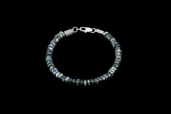 Black_And_Brown_Natural_Labradorite_Stone_Clasp_Bracelet_For_Unisex