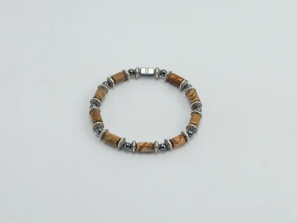 Brown_Landscape_Jasper_Natural_Stone_Slip-On_Bracelet_For_Unisex