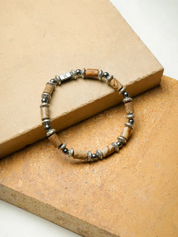 Landscape_Jasper_Natural_Stone_Slip-On_Bracelet_For_Unisex