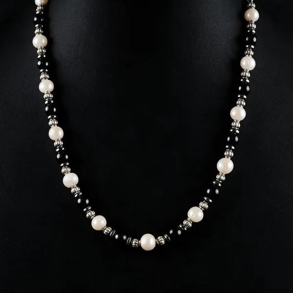 Black_And_White_Onyx_Natural_Stone_Sea_Pearl_Clasp_Necklace_For_Unisex
